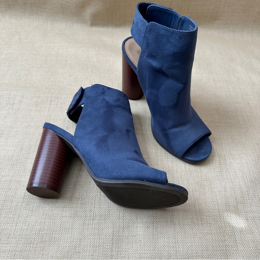 Call It Spring Blue Peep Toe Velcro Ankle Strap Round Heel Bootie Sandals